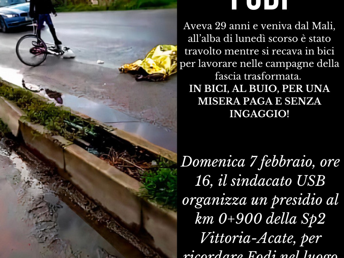 RICORDIAMO FODI – DOMENICA 7 FEBBRAIO 2021, ORE 16, PRESIDIO AL KM 0+900 DELLA SP2&nbsp;VITTORIA-ACATE